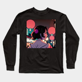 Geisha Style Illustration Long Sleeve T-Shirt